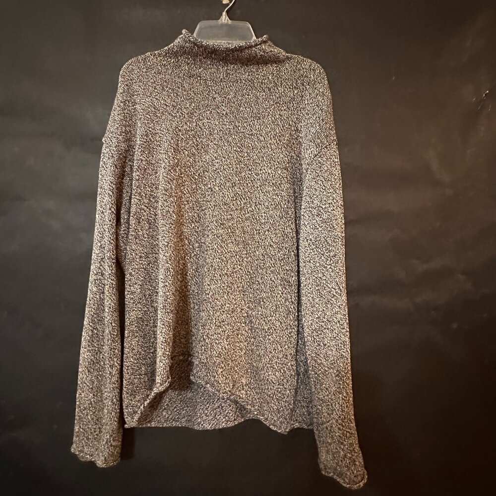 RLX  Gray Roll Neck Fisherman Sweater Tweed Silk Cotton Size Large Gray Mens